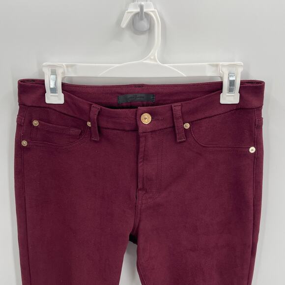7 FOR ALL MANKIND Maroon Crushed Velvet Skinny Jeans // 27 - Picture 3 of 8